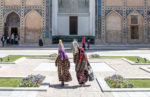 Locals visiting the mausoleum of Amir Temur in Samarkand/Uzbekistan. Photo credit: Bill Fletcher