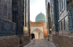 Alleyways of Shahi Zinda necropolis in Samarkand, Uzbekistan. Photo credit: Matt Robertson