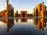 Reflections in Registan Square in majestic Samarkand. Uzbekistan. Photo credit: Abdu Samadov