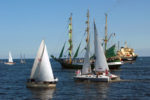 Boats sailing near Riga, Latvia.