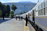 The Golden Eagle Danube Express waiting at a station in Europe