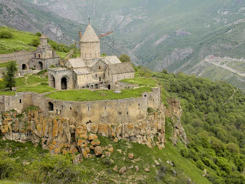 Ninth century Tatev Monastery in Armenia has jaw-dropping mountain views from its steep canyon perch. Photo credit: Ana Filonov