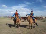 Riders in traditional costumes at the Opening Ceremonies of the Gobi Naadam Festival. Photo: Alla Shishkina