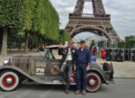 John Quam and Luke Rizzuto celebrate in Paris, replicating as closely as possible the 16,400-mile round-the-world 1908 Great Race. Photo credit: John Quam