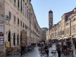 Outdoor dining with a view of the Franciscan Monastery's bell tower in Dubrovnik, Croatia. Photo credit: Gerald Smetana