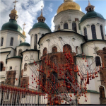 Painted eggs in front of St. Sophia Cathedral in Kiev, Ukraine. Photo credit: Luba Rudenko