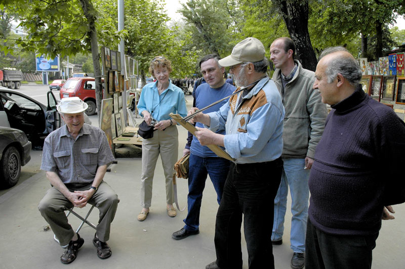 People at the small park near the Dry Bridge Market in Tbilisi, Georgia. Photo credit: Ana Filonov