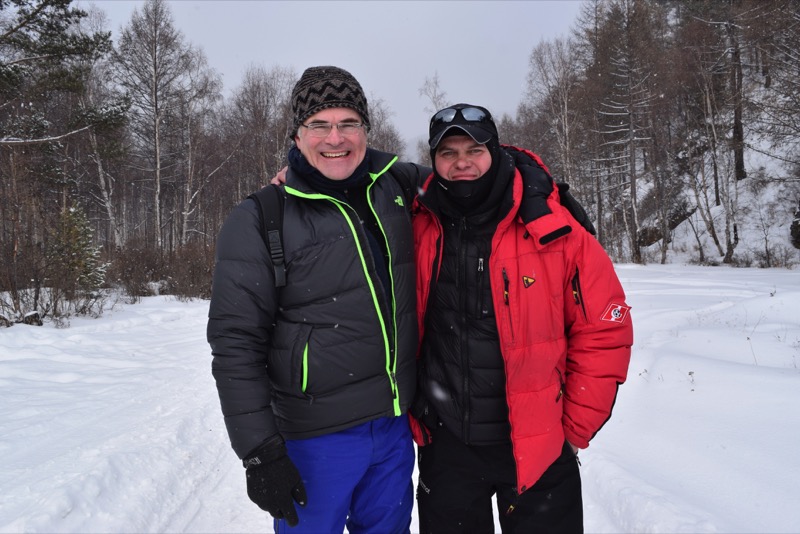 Doug and MIR Siberian Office Director Vlad don’t mind the low temps. Photo credit: Douglas Grimes