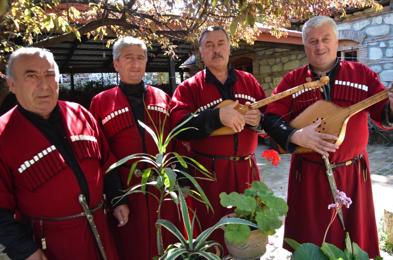 Georgian polyphonic singers pose for a photo after an outdoor concert. Tbilisi, Georgia Photo credit: Peter Guttman