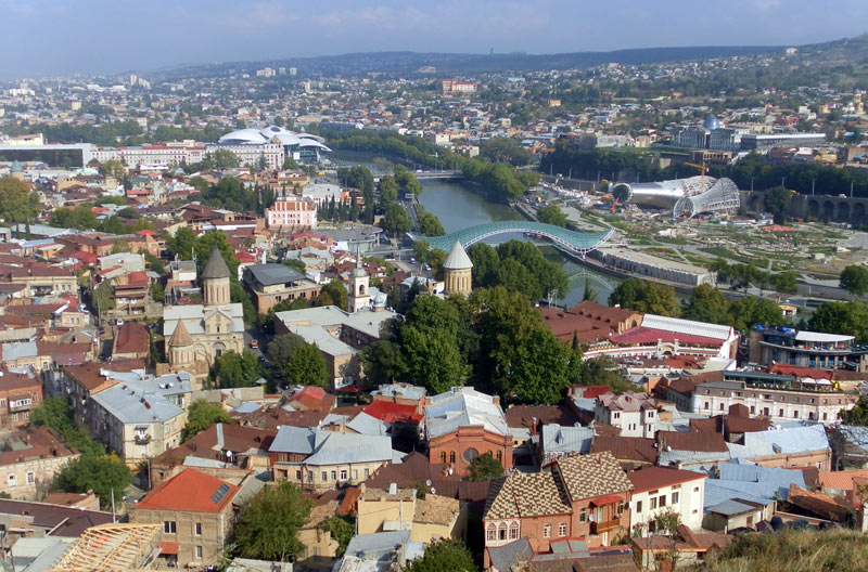 The view over the Old Town from Narikala Fortress. Tbilisi, Georgia