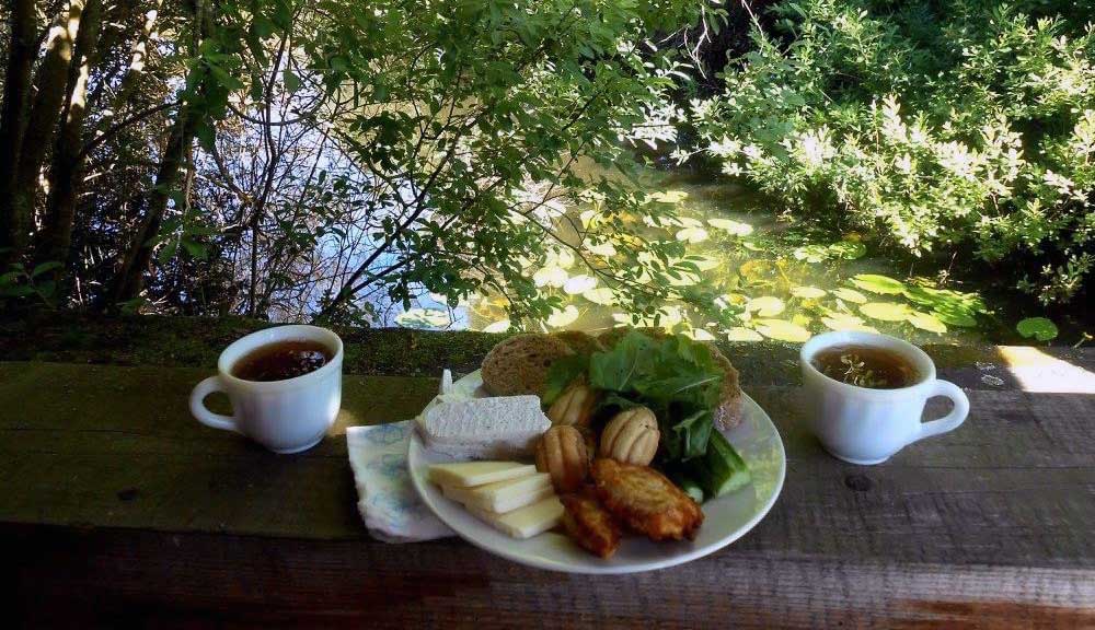 A hearty breakfast plate featuring potato pancakes in Belarus. Photo credit: Katya Lapushynskaya