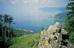 At trail's end of the hike to Mt. Chersky, overlooking Siberia's Lake Baikal. Photo credit: Michel Behar