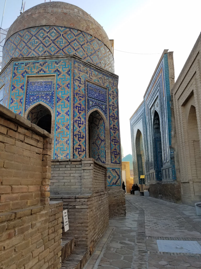 Alleyway at Shah-i-Zinda in Samarkand. Photo credit: Marisa Dodd