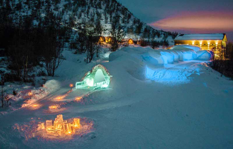 Outside the Snow Hotel in Kirkenes, Norway. Photo credit: Kirkenes Snow Hotel / Nevra Pictures