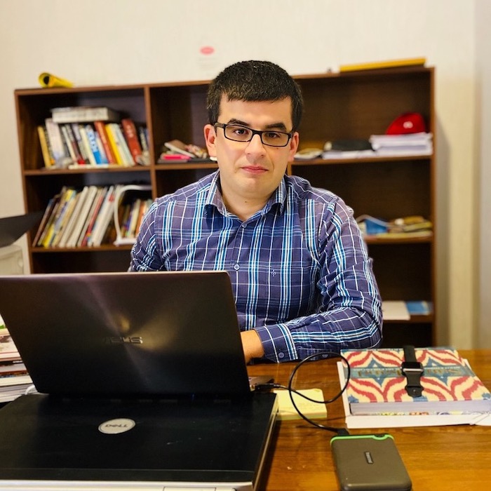 Abdu Samadov in his office, Samarkand, Uzbekistan. Photo credit: Abdu Samadov