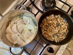 Making varenyky with mushrooms and onions, Ukraine. Photo credit: Luba Rudenko