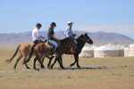 Horse riding at Three Camel Lodge, South Gobi, Mongolia.