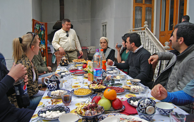 Be prepared for a toast at Central Asian meals: thanking the host, a funny story, good wishes for good health. Photo credit: Douglas Grimes