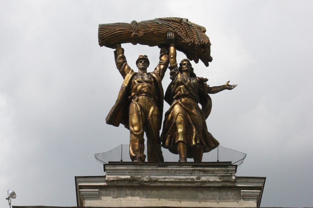 The Worker and Kolkhoz Woman Statue at VDNKh in Moscow, Russia. Photo credit: Jim Beers