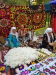 Tajik women work on handicrafts in Dushanbe, Tajikistan. Photo credit: Dilshod Karimov