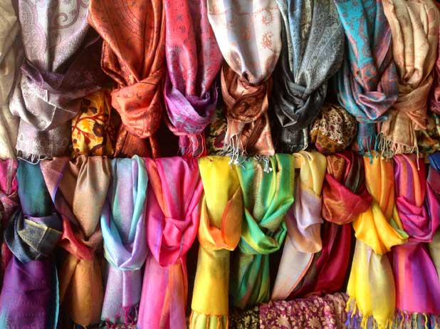 Uzbek Silk Scarves, Uzbekistan. Photo credit: Michel Behar