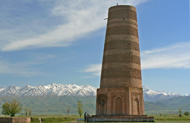 From the platform of Burana Tower, visitors can see nearby petroglyphs and grave markers. Photo credit: Martin Klimenta