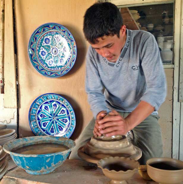 The skills to create Uzbek ceramics have been handed down from father to son for generations. Photo credit: Michel Behar