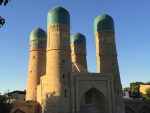 The four turquoise domes of Chor Minor are utterly unique to Uzbekistan, each one a different style and motif. Photo credit: Abdu Samadov