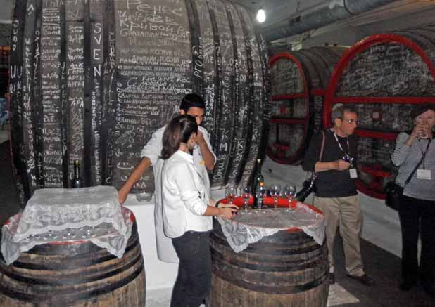 Sampling Armenian wines at the tasting bar in Yerevan’s Wine Factory. Photo credit: Martin Klimenta