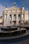 Fountain outside Lviv Opera House. Photo credit: Richard Fejfar