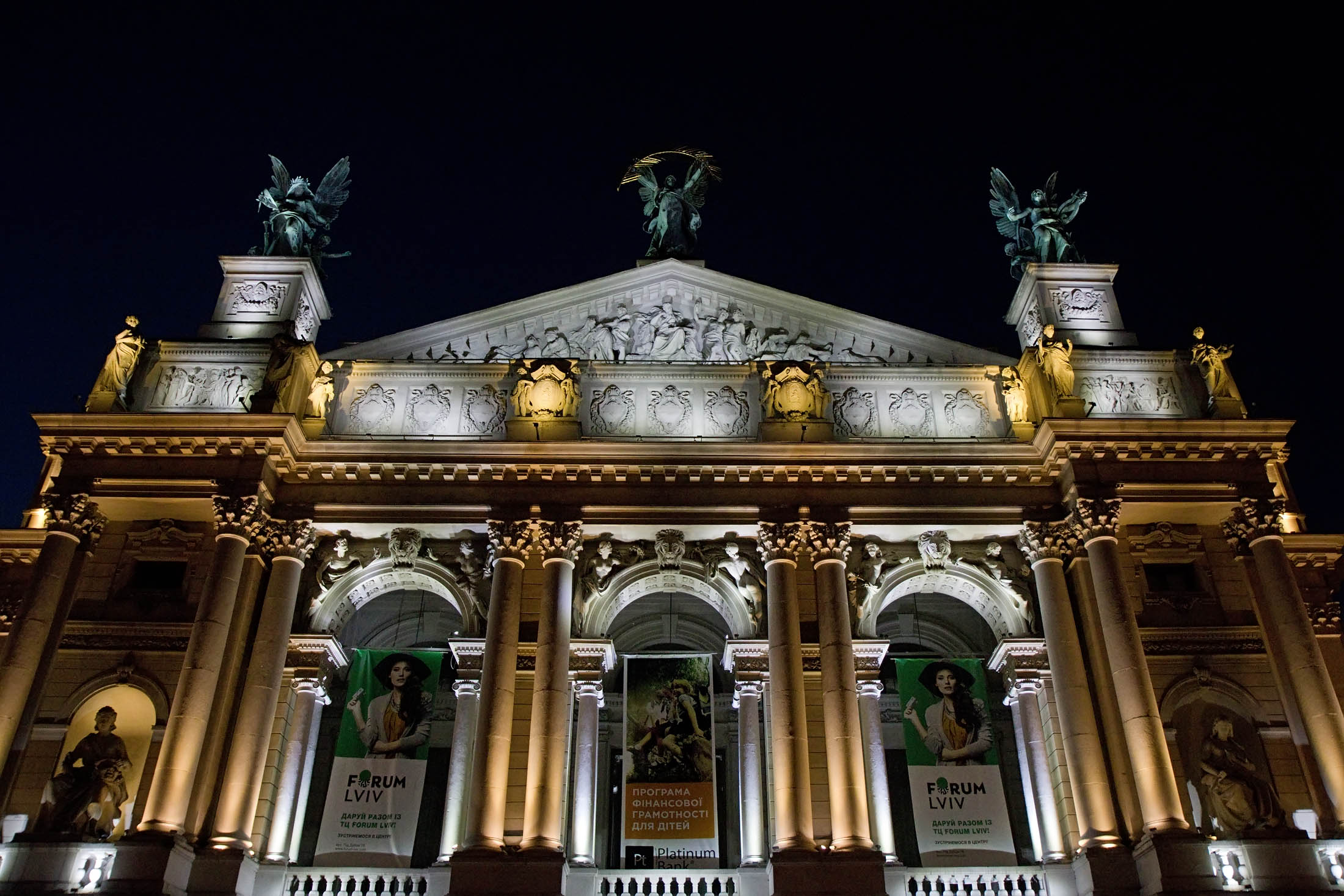 Lviv Opera House at night. Photo credit: Richard Fejfar