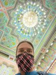 This picture of me with a hand painted ceiling above on a private tour of an incredible building that has several large rooms where they have government and diplomatic meetings. Normally these rooms are not open to the public. Photo credit: Dan Moore
