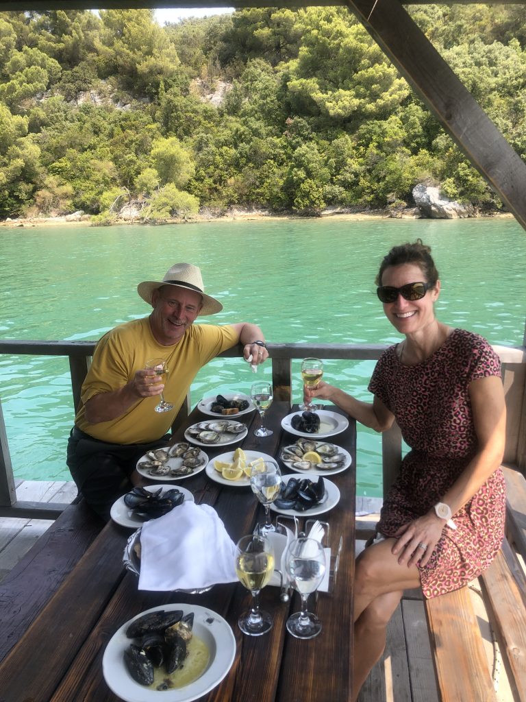 Enjoying seafood and wine. Photo credit: Natalie Hesse