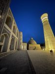 Bukhara's Kalon complex at night, Bukhara, Uzbekistan. Photo credit: Andrew Short
