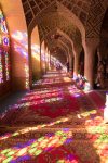 Colorful patterns made by the stained glass, Iran.