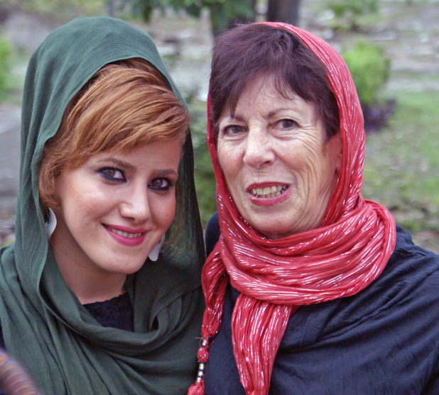 Spanning generations and cultures, a memory is made between an Iranian woman and MIR traveler. Photo credit: Joanna Millick