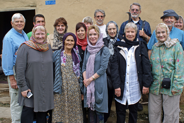 MIR travelers pose with Joanna Millick’s Iranian friend (second from left), met by chance in 2006. Photo credit: Joanna Millick