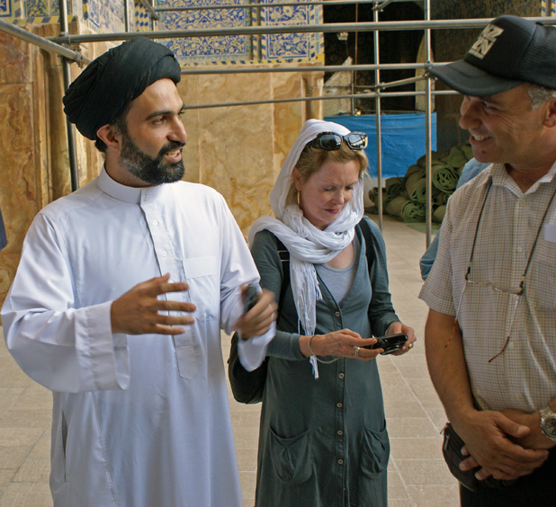 These days religion is a welcome topic of discussion in Iran, shared here with a local imam and MIR travelers. Photo credit: Joanna Millick