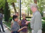 Greeting school children in Shiraz. Photo credit: Meaghan Samuels