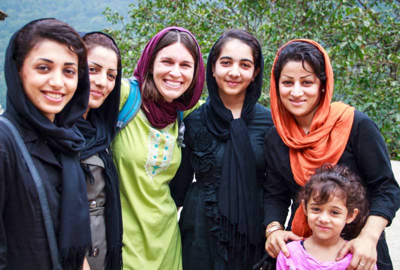 Iranian women with a U.S. traveler – which is which? Photo credit: Lindsay Fincher
