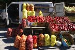 Peppers and onions on sale in Belgrade.