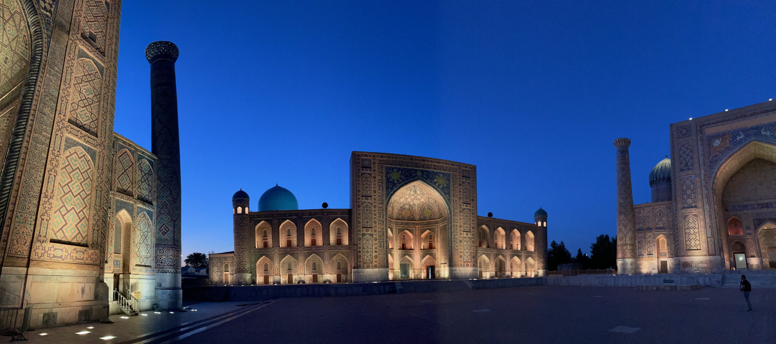 Samarkand's Registan complex at dusk. Photo credit: Andrew Short