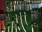 Uzbek decorative knifes at a blacksmith's workshop in Bukhara.