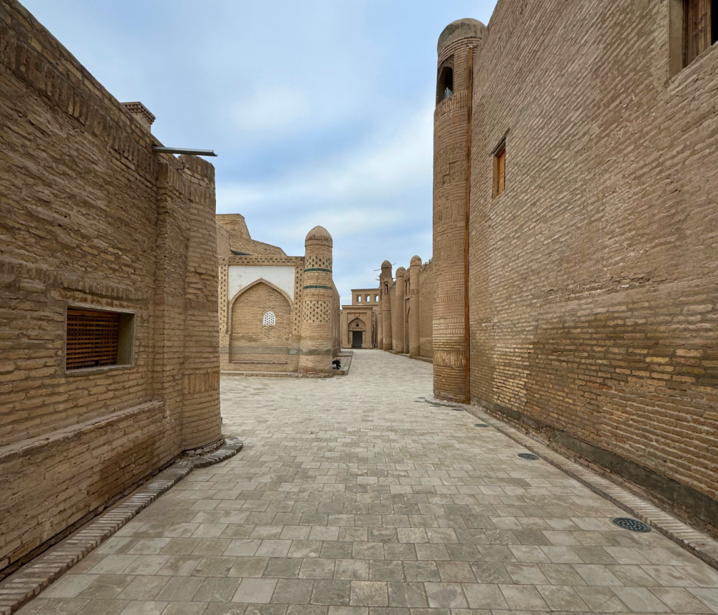Empty streets and alleys of Khiva, Uzbekistan due to a low season