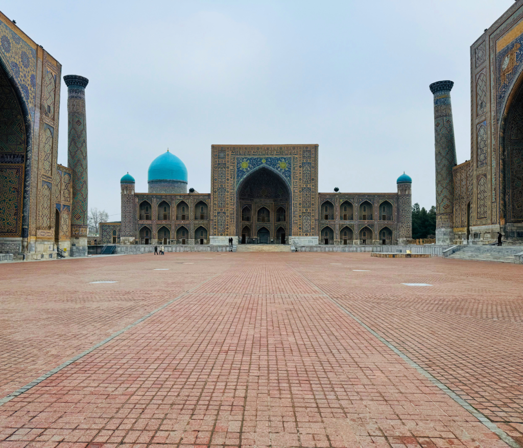 Empty Square in Samarxkand, Uzbekistan due to a low season Credit: Jake Smith